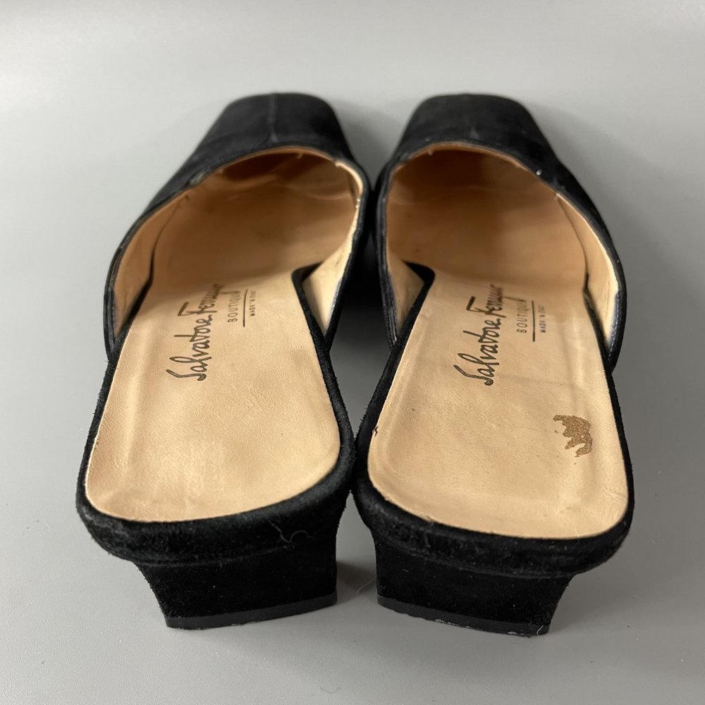 Salvatore Ferragamo Black Suede Mules/Slides, Size 8 AA - Picture 6 of 11
